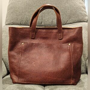 Portland Leather Goods Medium Crossbody Tote in Nutmeg Zippered